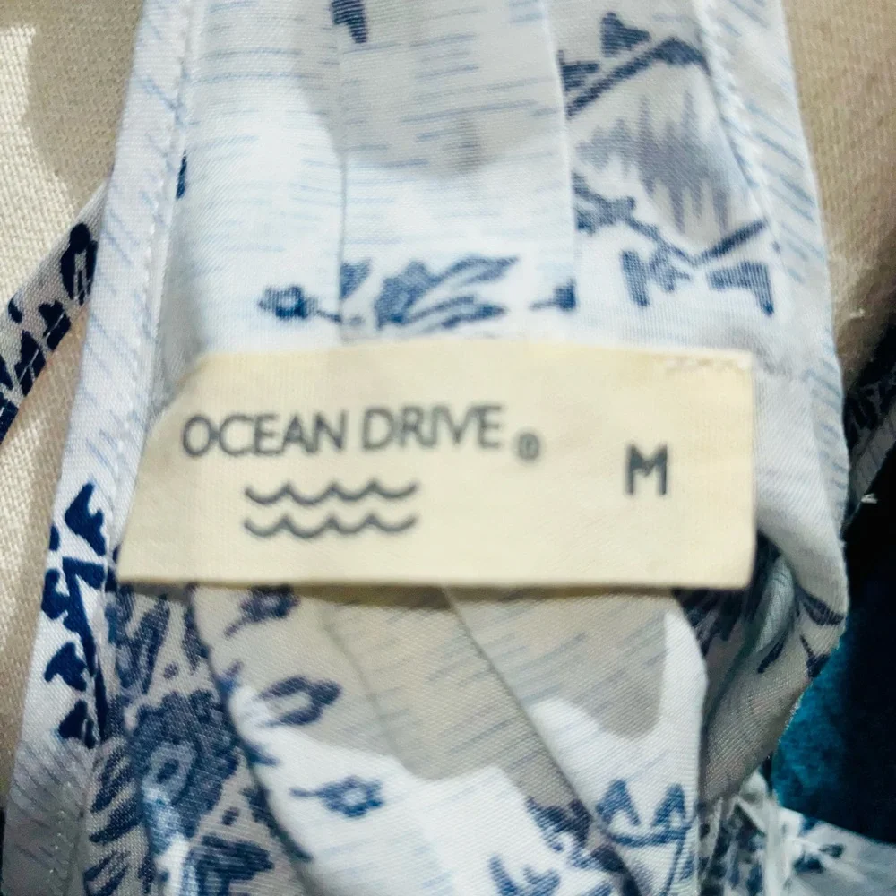 Ocean Drive White and Blue Floral Romper with Tie Waist - Picture 5 of 5